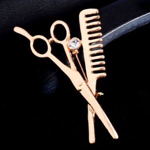 (M3) Gold Hairstylist Brooch